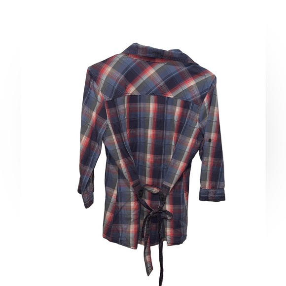 BKE Buckle Plaid Button Down Tie Shirt - Picture 2 of 3
